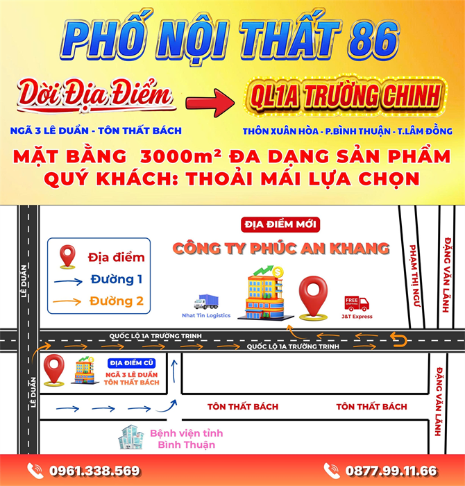 Phố Nội Thất dời qua QL1A - Trường Chinh, Phan Thiết: Nội thất giá rẻ, giao trong ngày Bình Thuận